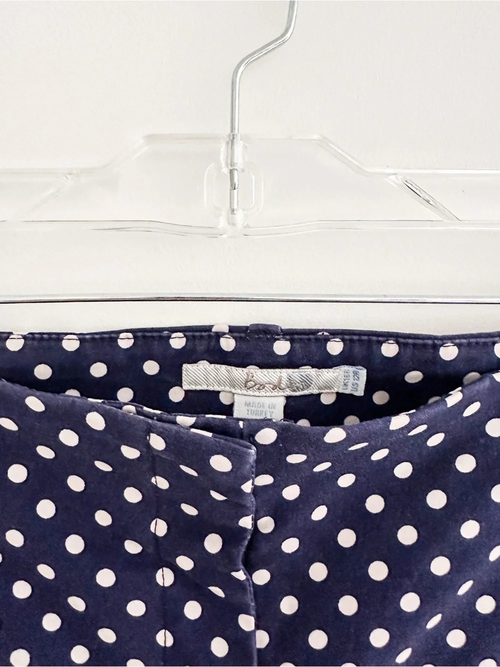 Boden Polka Dot Ankle Pants Navy White Flat Front Coastal Classic Size US 12R